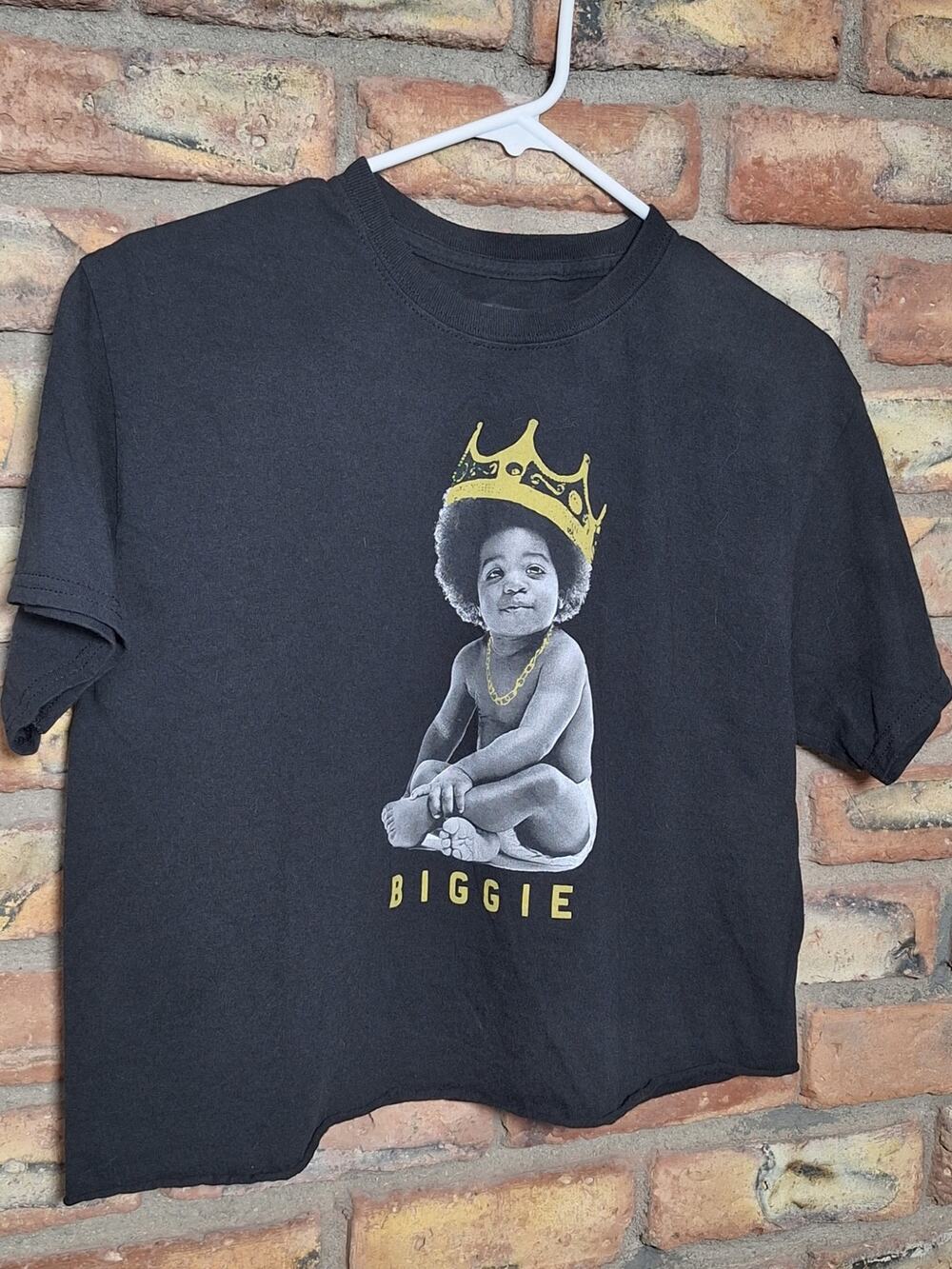 Biggie Smalls Baby Crown Graphic Crop Top Tee Black- Womens Size M- Mint!